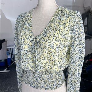 Floral Yellow and Blue Women's Top